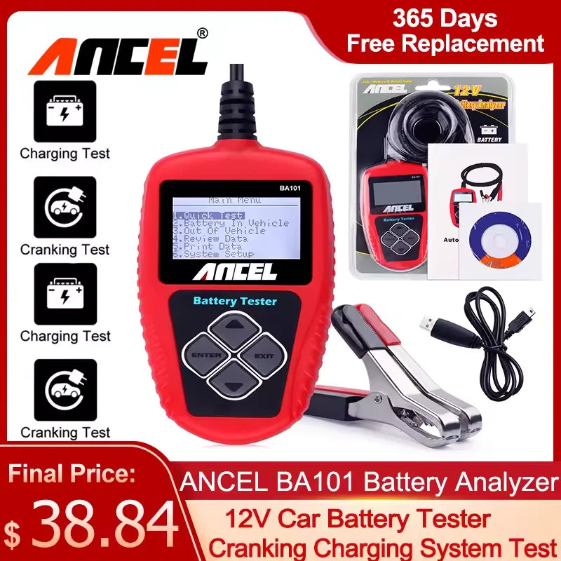   ANCEL BA101 12V Automotive Battery Load Tester - Car Battery Tester Analyzer