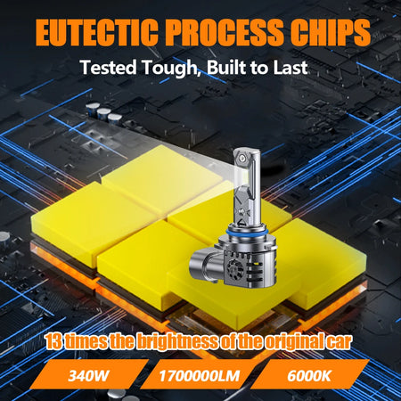   2Pcs 1700000LM Turbo H11 LED Headlight - 340W Super Bright 6000K
