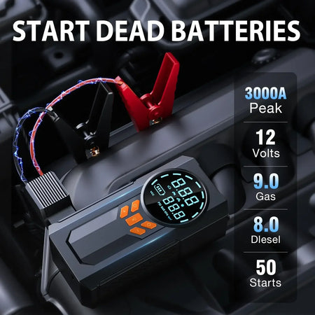   JKUOO 3000A Car Jump Starter Portable Power Bank