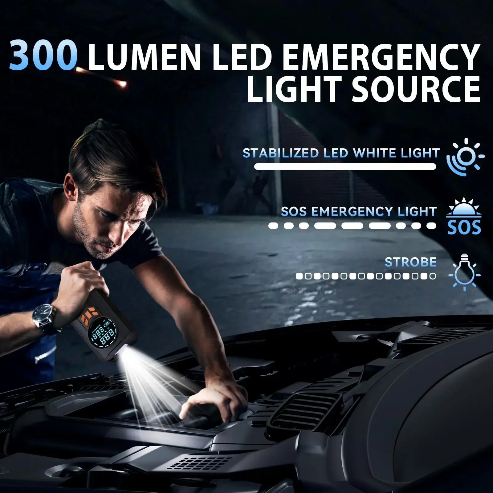   JKUOO 3000A Car Jump Starter Portable Power Bank