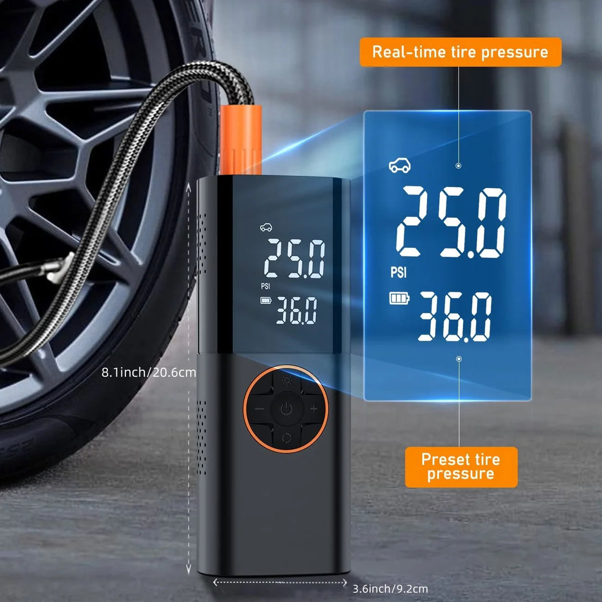   Tire Inflator Portable Air Compressor, 150PSI Portable Air Pump for Car Tires with 25000mAh Battery