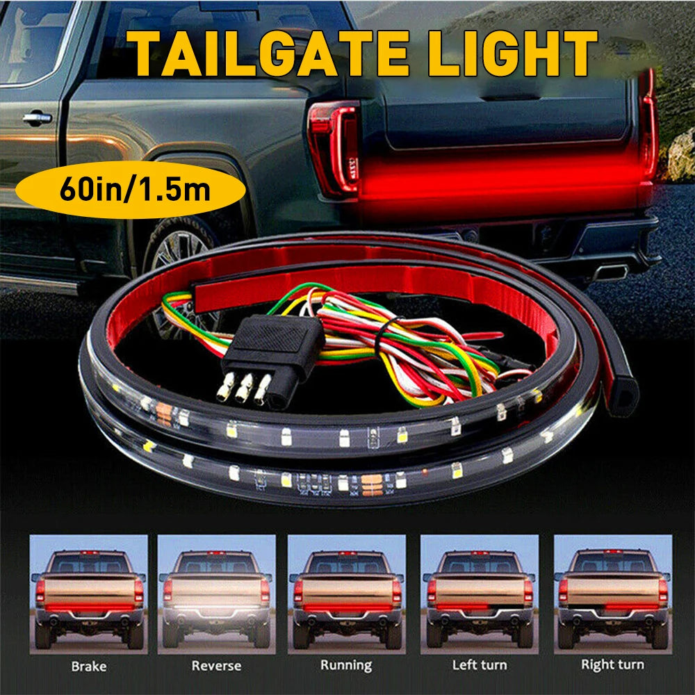   1Pcs 60-inch Tailgate Light Bar - Reverse Brake Signal & Strobe Warning Light for Trucks and Cars