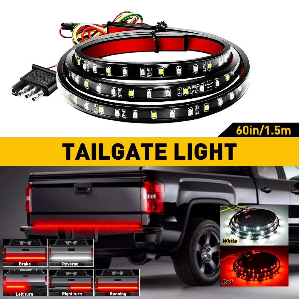   1Pcs 60-inch Tailgate Light Bar - Reverse Brake Signal & Strobe Warning Light for Trucks and Cars
