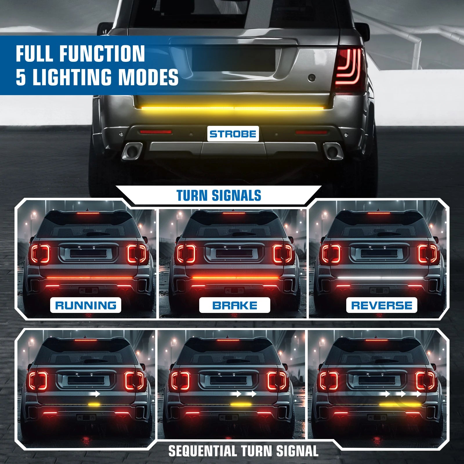   60" Tailgate LED Strip Bar - Brake, Turn Signal, and Tail Light