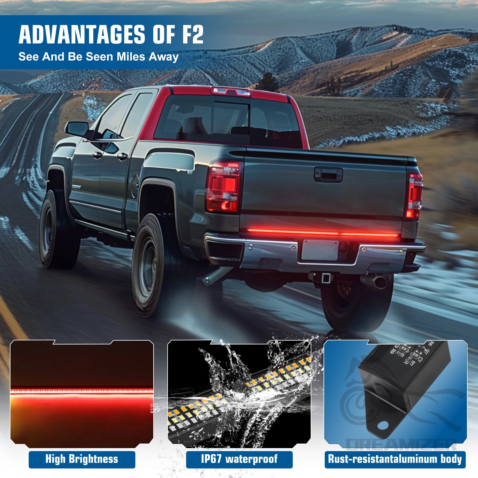   60" Tailgate LED Strip Bar - Brake, Turn Signal, and Tail Light