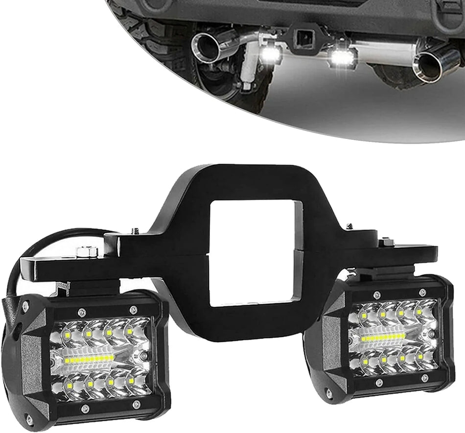   4 Inch 60W Work Light Spot Flood Offroad Car Lights Bar with Universal Trailer Tow Hitch Mount Bracket
