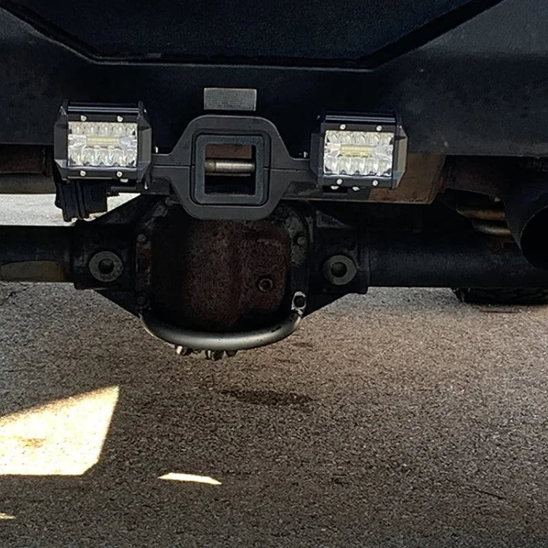   4 Inch 60W Work Light Spot Flood Offroad Car Lights Bar with Universal Trailer Tow Hitch Mount Bracket