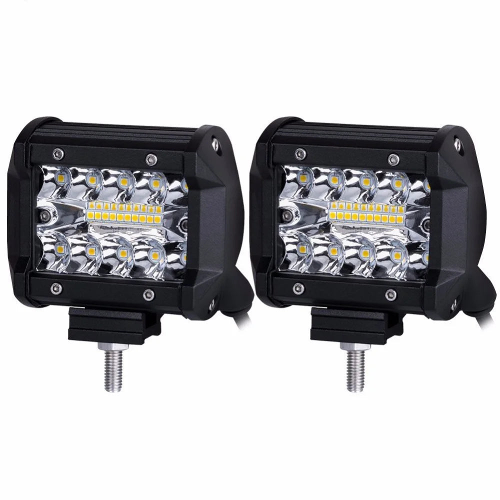   4 Inch 60W Work Light Spot Flood Offroad Car Lights Bar with Universal Trailer Tow Hitch Mount Bracket