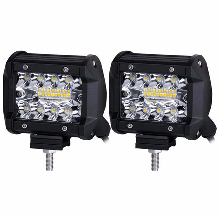   4 Inch 60W Work Light Spot Flood Offroad Car Lights Bar with Universal Trailer Tow Hitch Mount Bracket