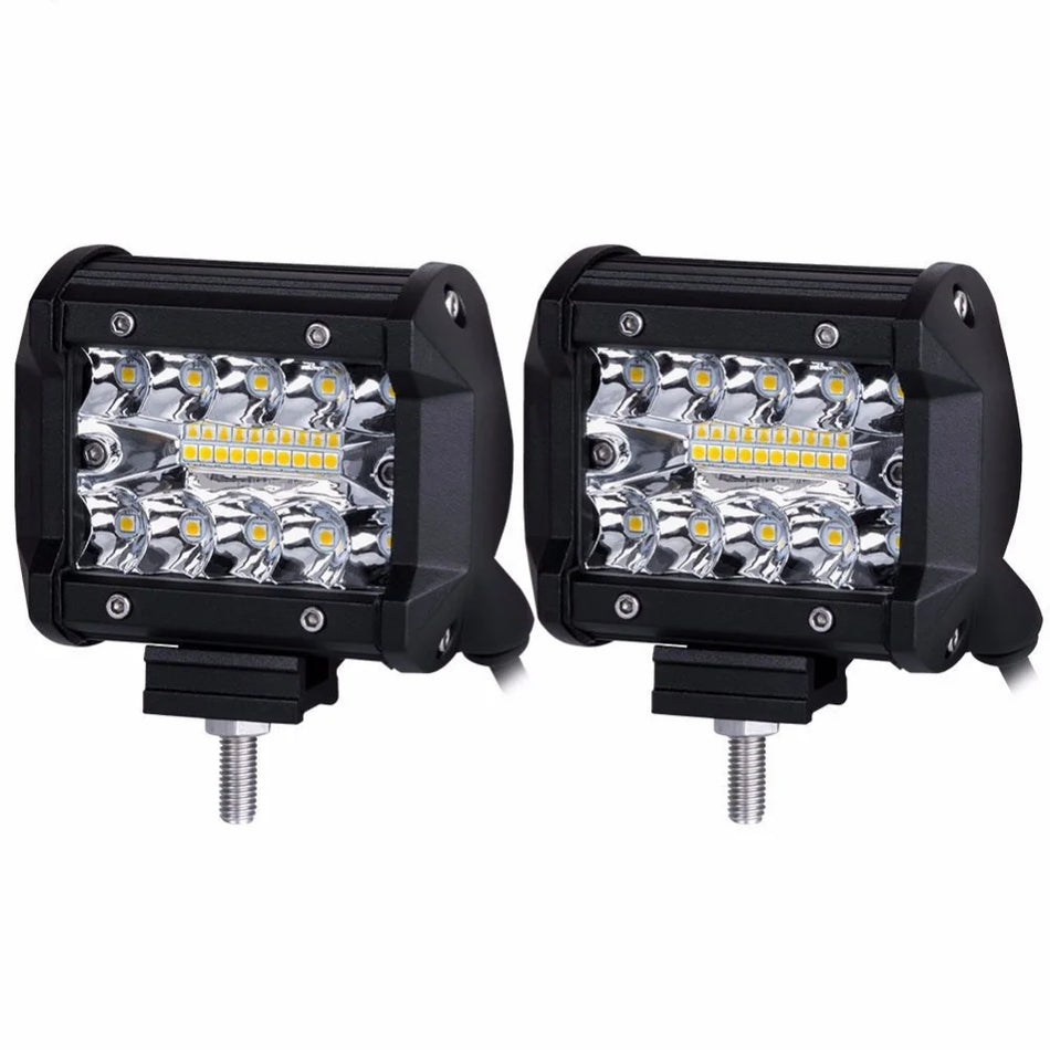   4 Inch 60W Work Light Spot Flood Offroad Car Lights Bar with Universal Trailer Tow Hitch Mount Bracket