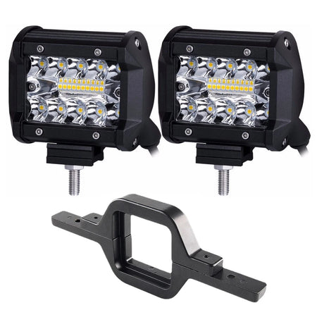   4 Inch 60W Work Light Spot Flood Offroad Car Lights Bar with Universal Trailer Tow Hitch Mount Bracket
