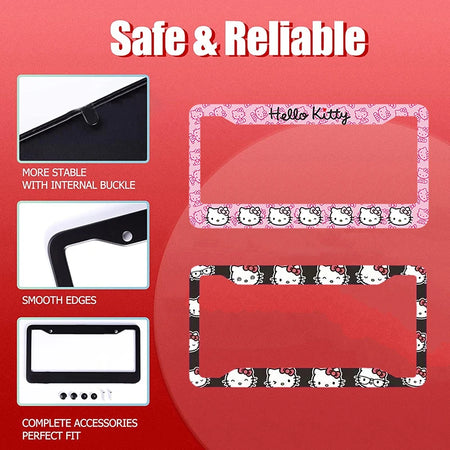   Hello Kitty Car License Plate Frame - Anime Sanrio KT Cover for Cars