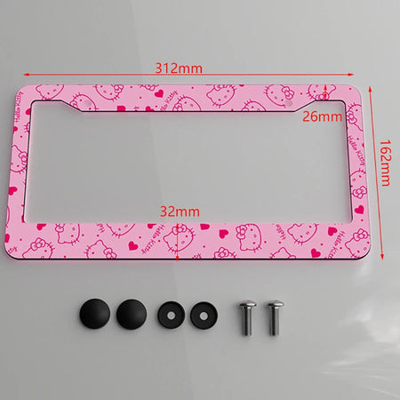   Hello Kitty Car License Plate Frame - Anime Sanrio KT Cover for Cars