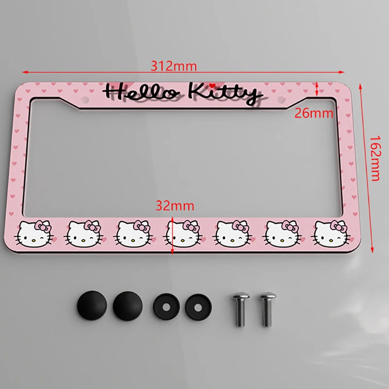   Hello Kitty Car License Plate Frame - Anime Sanrio KT Cover for Cars