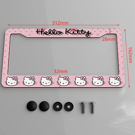   Hello Kitty Car License Plate Frame - Anime Sanrio KT Cover for Cars