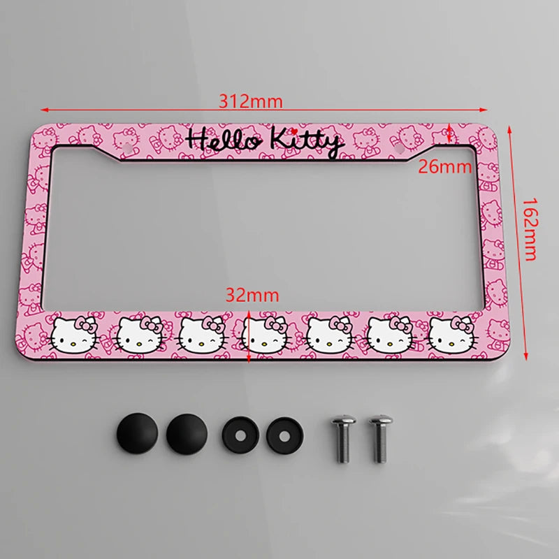  Hello Kitty Car License Plate Frame - Anime Sanrio KT Cover for Cars