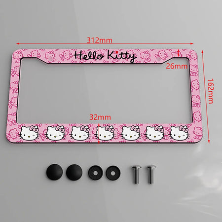   Hello Kitty Car License Plate Frame - Anime Sanrio KT Cover for Cars