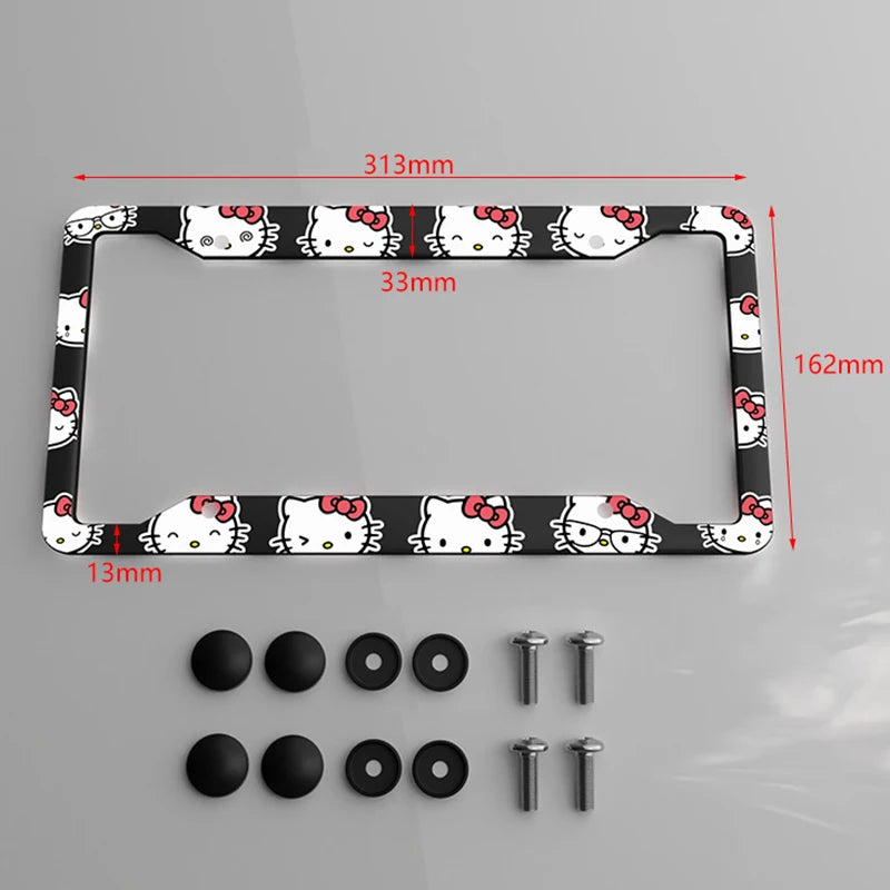   Hello Kitty Car License Plate Frame - Anime Sanrio KT Cover for Cars