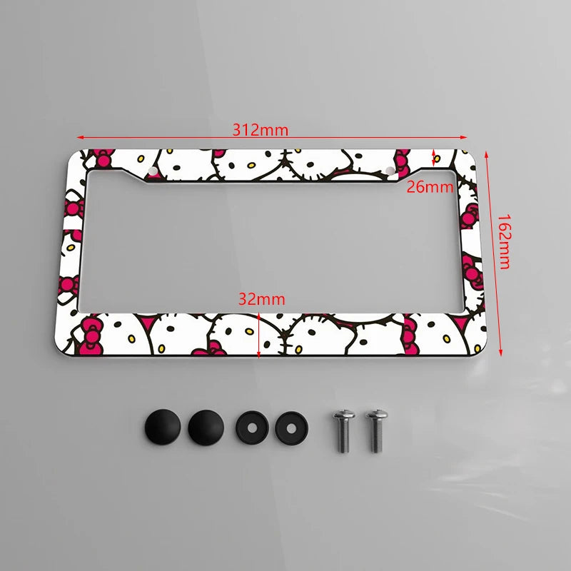   Hello Kitty Car License Plate Frame - Anime Sanrio KT Cover for Cars