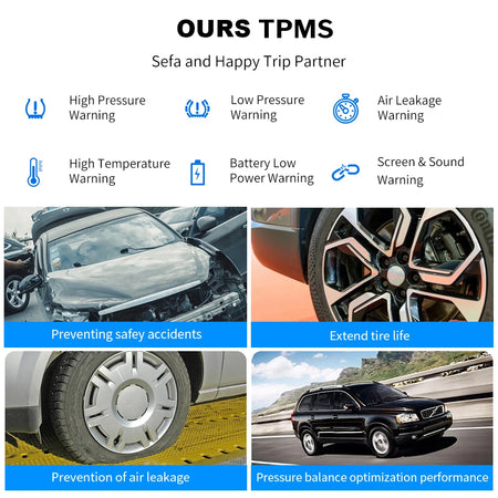   Intelligent TPMS Solar Tyre Pressure Monitoring System Parking Sensors for Cars