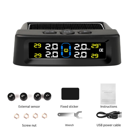   Intelligent TPMS Solar Tyre Pressure Monitoring System Parking Sensors for Cars