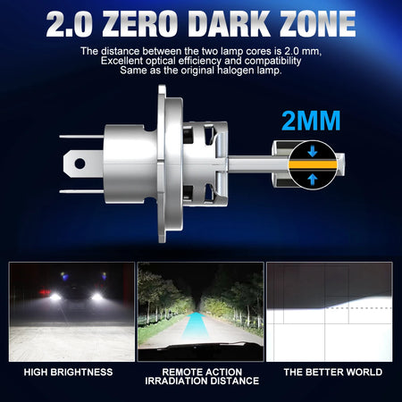   TOAUTO H4 LED Headlight Bulbs Canbus 9003 HB2 High Low Beam 30000LM Super Bright Car Lights