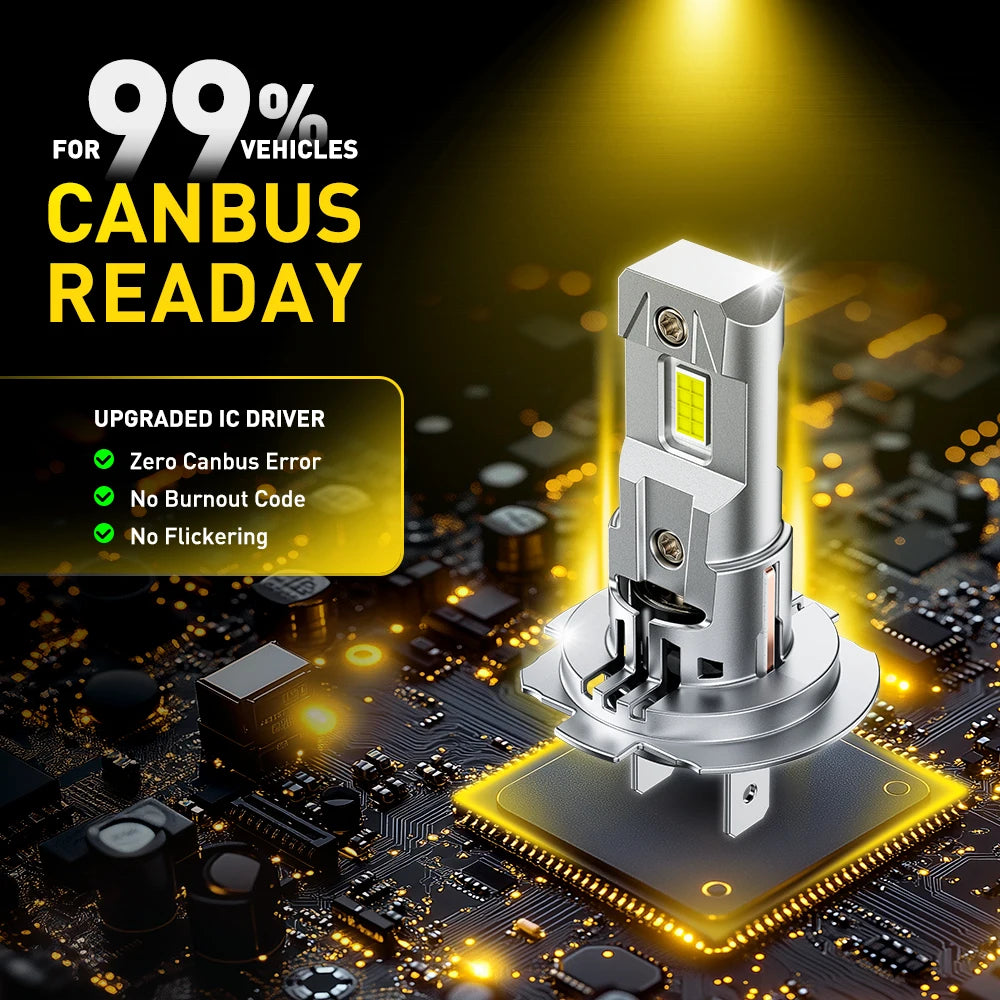   AUXITO 30000LM H7 LED Headlight Bulbs - 2Pcs Canbus No Error with CSP Chip