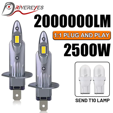   2PCS H1 LED Lamp 2000000LM 2500W Car Light for H4 H7 H11 H8 H9 HB3 9005 HB4 9006