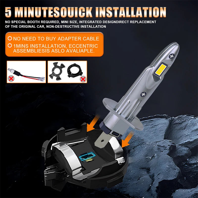   2PCS H1 LED Lamp 2000000LM 2500W Car Light for H4 H7 H11 H8 H9 HB3 9005 HB4 9006