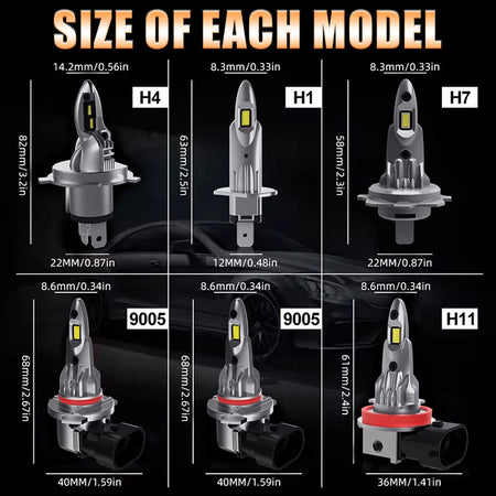   2PCS H1 LED Lamp 2000000LM 2500W Car Light for H4 H7 H11 H8 H9 HB3 9005 HB4 9006