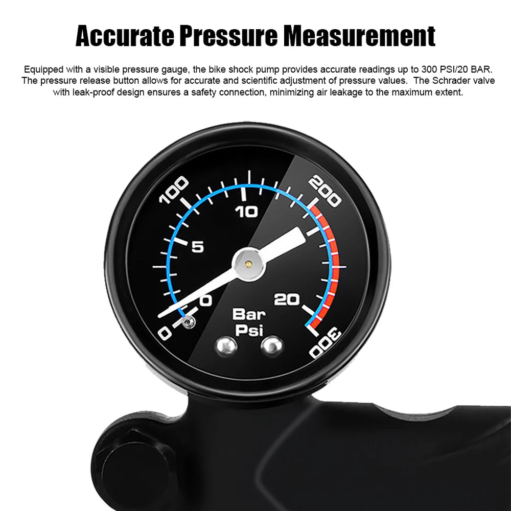   Bike Shock Pump with Pressure Gauge 0-300PSI/20BAR