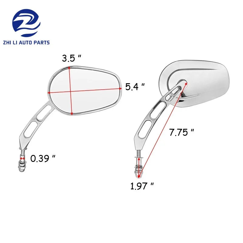   1 Pair Long Stem Motorcycle Rear View Mirrors for Harley-Davidson Bad Boy 1997