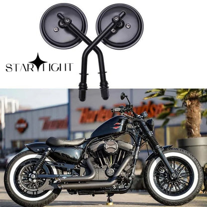   M8 Motorcycle Rearview Mirror - Retro Round Side Mirrors for Harley Dyna Bobber Chopper Sportster Touring