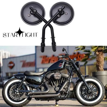   M8 Motorcycle Rearview Mirror - Retro Round Side Mirrors for Harley Dyna Bobber Chopper Sportster Touring