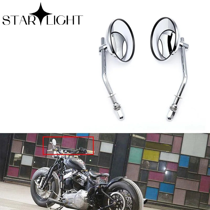   M8 Motorcycle Rearview Mirror - Retro Round Side Mirrors for Harley Dyna Bobber Chopper Sportster Touring