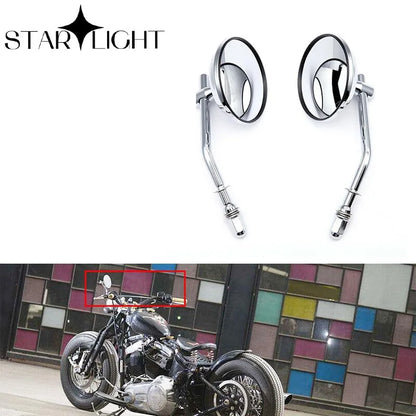   M8 Motorcycle Rearview Mirror - Retro Round Side Mirrors for Harley Dyna Bobber Chopper Sportster Touring
