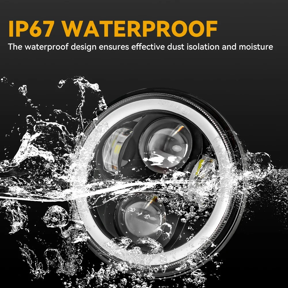   5.75-Inch LED Motorcycle Headlight Projector Lens - Round Headlamp for Motorcycles