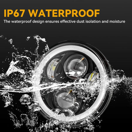   5.75-Inch LED Motorcycle Headlight Projector Lens - Round Headlamp for Motorcycles