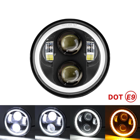   5.75-Inch LED Motorcycle Headlight Projector Lens - Round Headlamp for Motorcycles