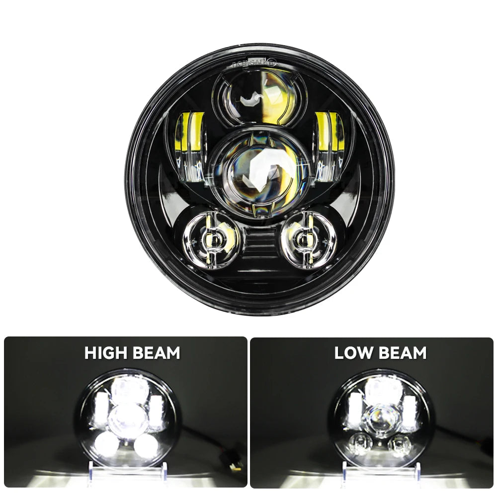   5.75-Inch LED Motorcycle Headlight Projector Lens - Round Headlamp for Motorcycles