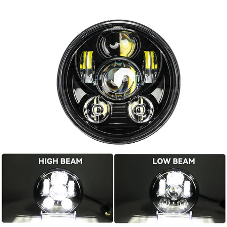   5.75-Inch LED Motorcycle Headlight Projector Lens - Round Headlamp for Motorcycles