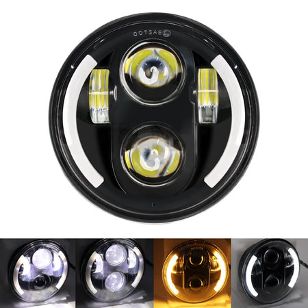   5.75-Inch LED Motorcycle Headlight Projector Lens - Round Headlamp for Motorcycles