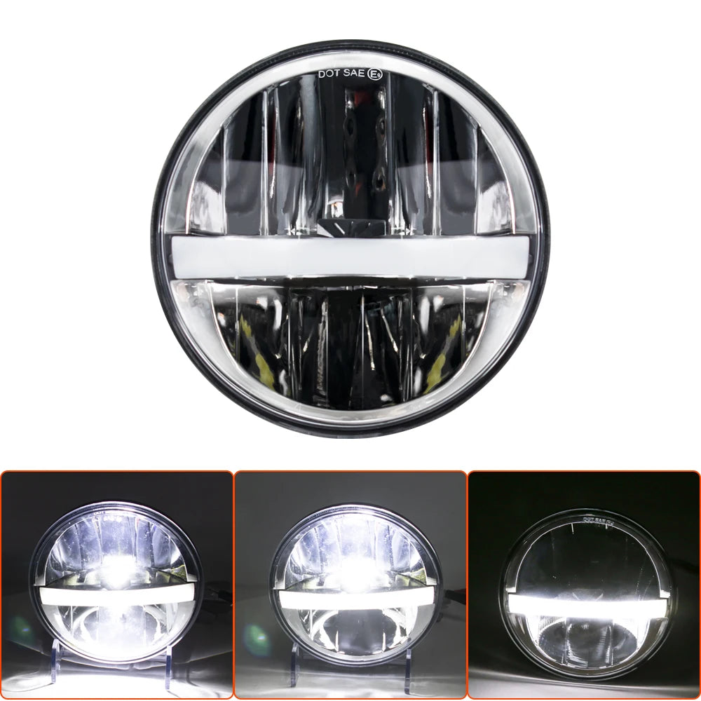   5.75-Inch LED Motorcycle Headlight Projector Lens - Round Headlamp for Motorcycles