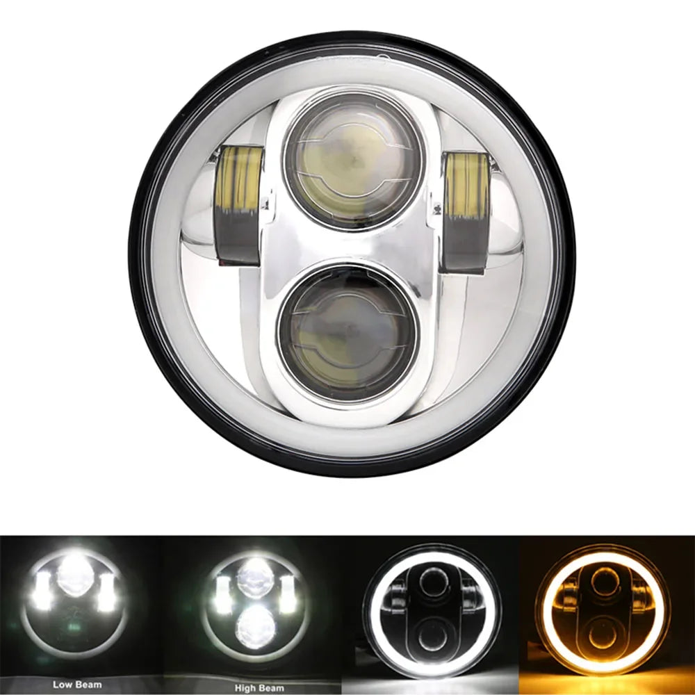   5.75-Inch LED Motorcycle Headlight Projector Lens - Round Headlamp for Motorcycles