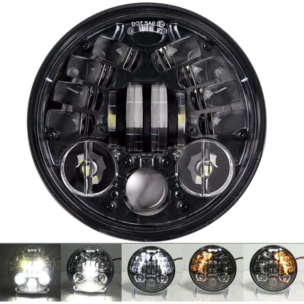   5.75-Inch LED Motorcycle Headlight Projector Lens - Round Headlamp for Motorcycles