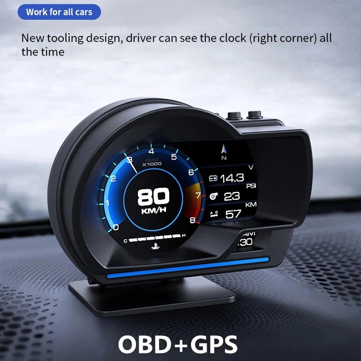   Car Smart Head Up Display OBD2 GPS Digital HUD Speedometer Turbo RPM Alarm Head-Up Displayer