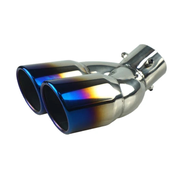   Universal 63mm Car Inlet Double-Barrel Rear Exhaust Tip Tail Pipe Muffler Black Titanium Outlet Stainless Steel Car Accessories