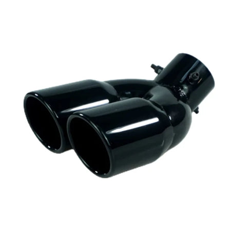   Universal 63mm Car Inlet Double-Barrel Rear Exhaust Tip Tail Pipe Muffler Black Titanium Outlet Stainless Steel Car Accessories