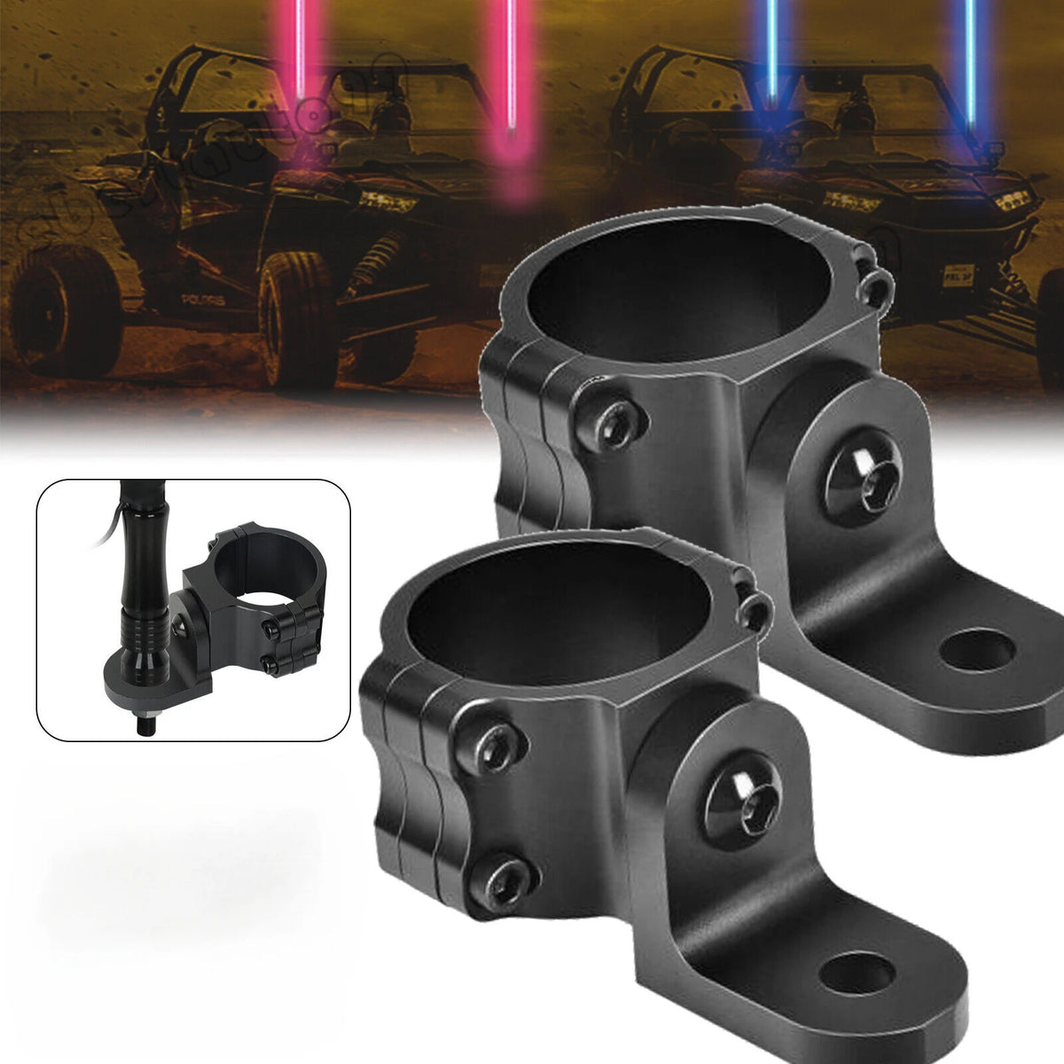   UTV LED Whip Light Mounts - 1/2pcs Antenna Brackets for ATV Roll Bar Cage
