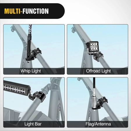   UTV LED Whip Light Mounts - 1/2pcs Antenna Brackets for ATV Roll Bar Cage